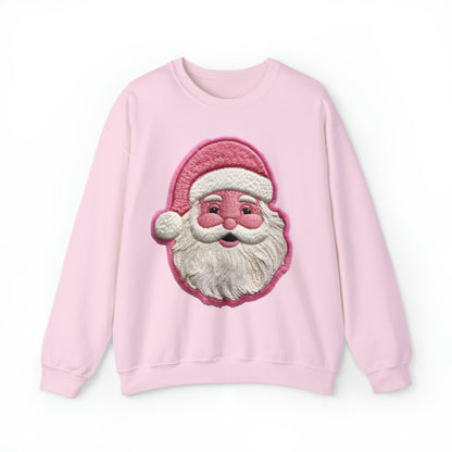 Parche de Papá Noel en Navidad rosa - Sudadera unisex Heavy Blend™ con cuello redondo