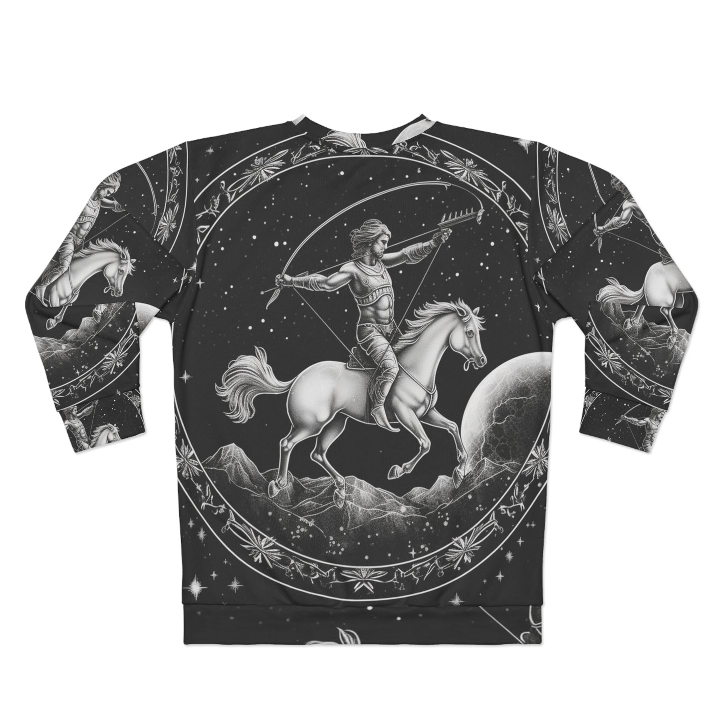 Sagitario Zodiaco Diseño de arquero blanco y negro - Sudadera unisex (AOP)