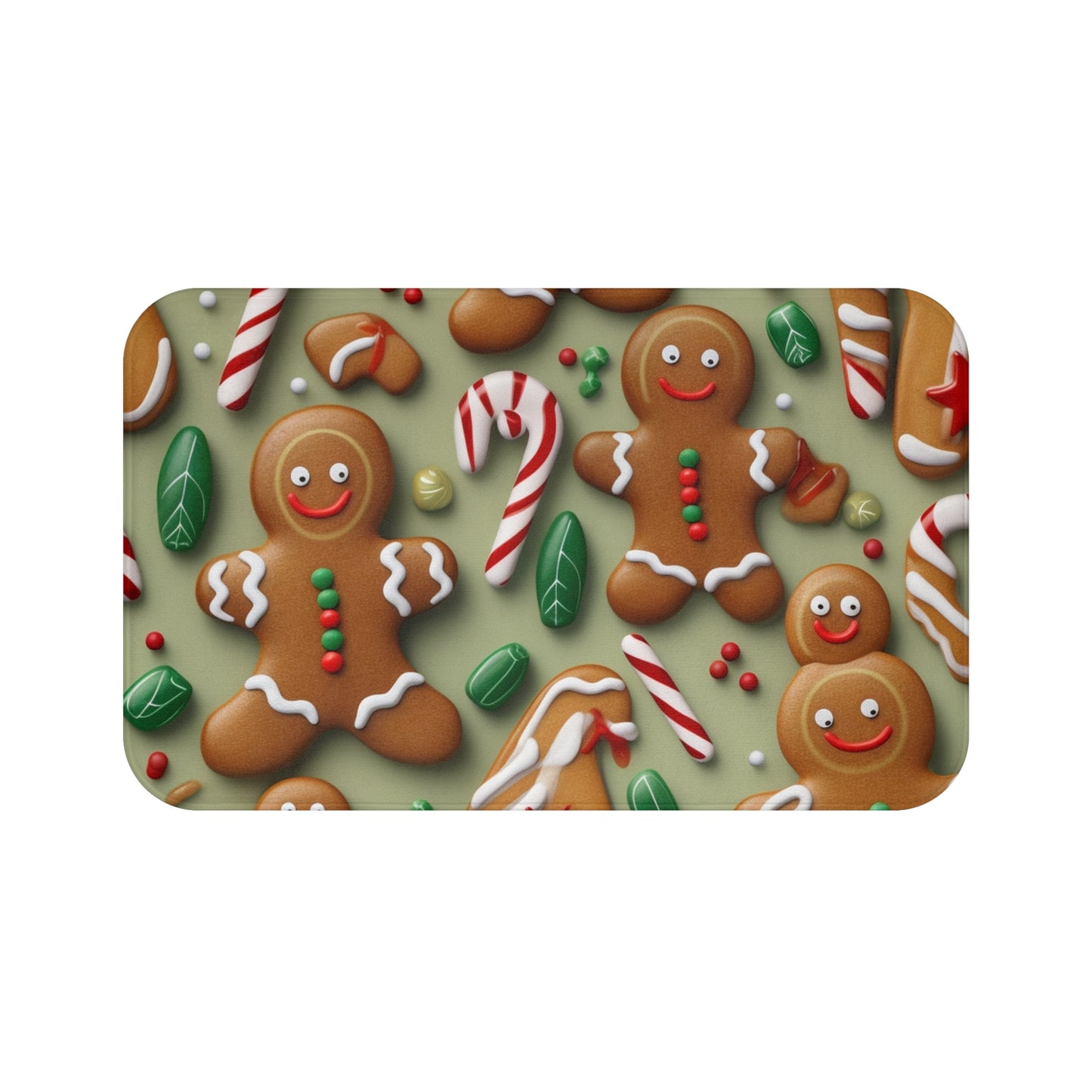 Gingerbread Man Christmas Cookie - Tree - Candy Cane - Bath Mat