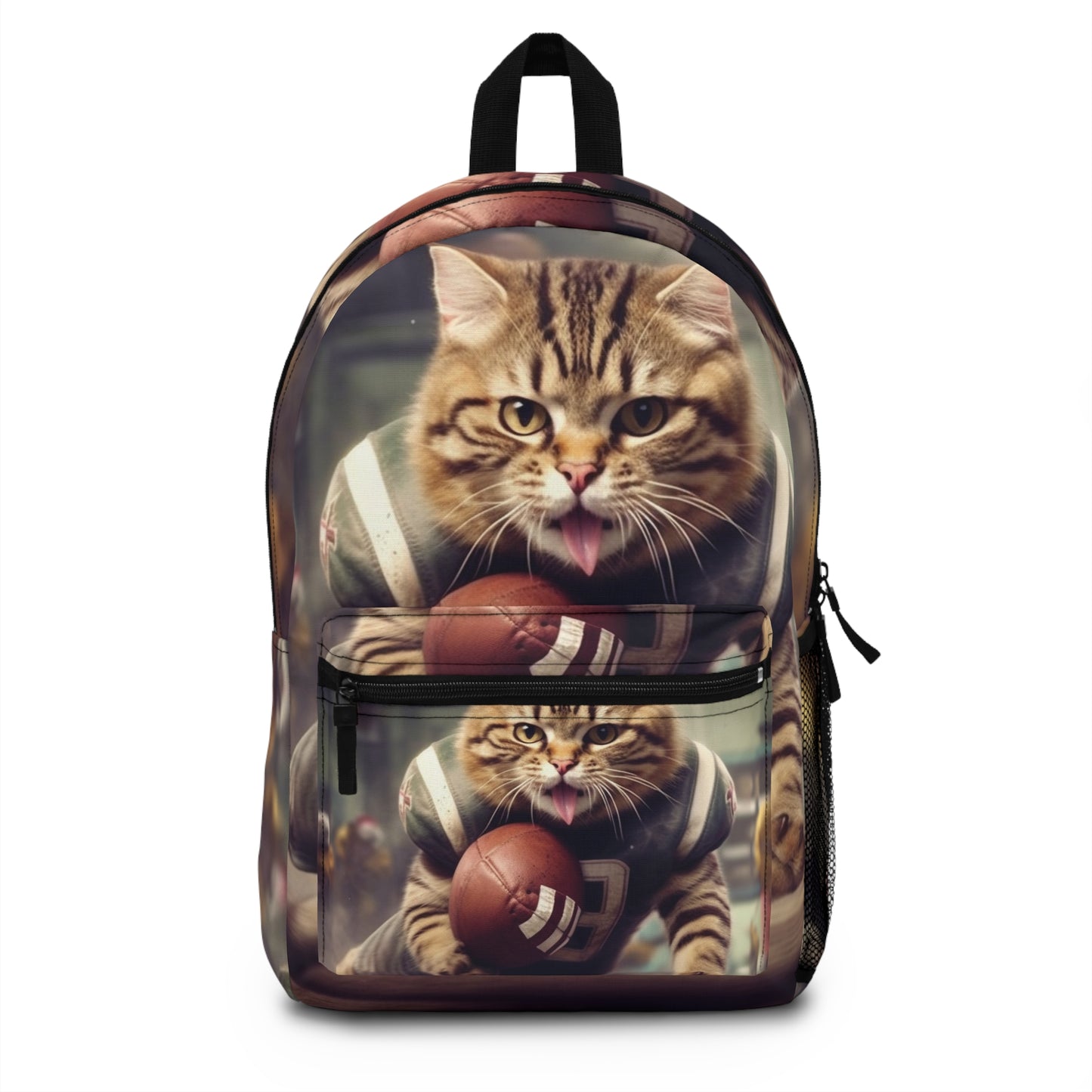 Football Field Felines: Kitty Cats in Sport Tackling Scoring Game Position - Backpack