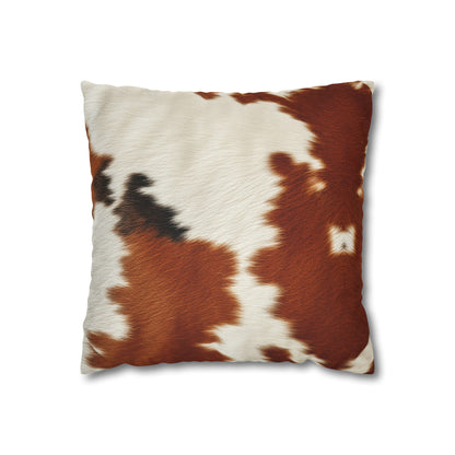 Hair Cowhide Leather Natural Design Tough Durable Rugged Style - Spun Polyester Square Pillow Case