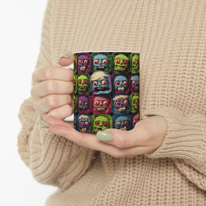 Zombie Crochet Halloween Spooky Holiday Festive Horror Living Dead - Taza de cerámica 11oz 