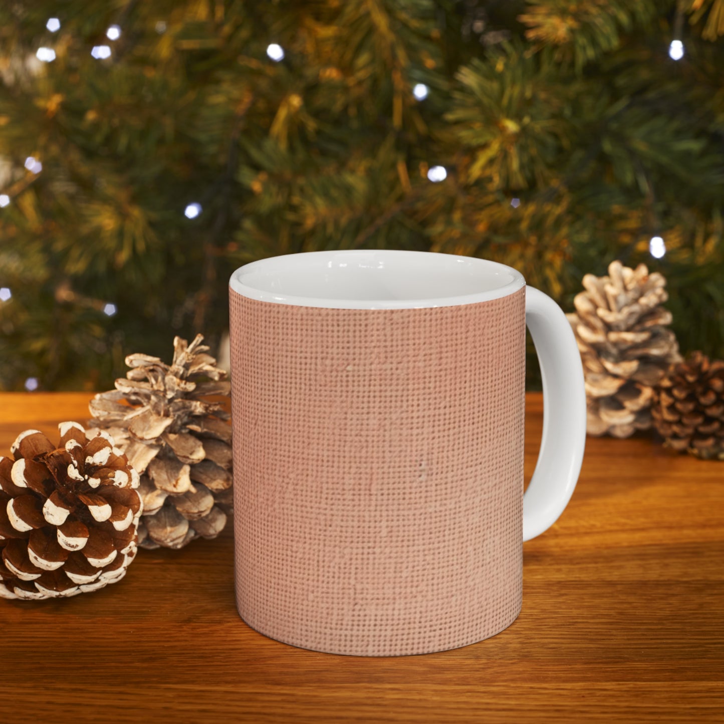 Soft Pink-Orange Peach: Denim-Inspired, Lush Fabric - Ceramic Mug 11oz