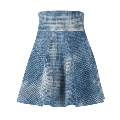 Faded Blue Washed-Out: Denim-Inspired, Style Fabric - Women's Skater Skirt (AOP)