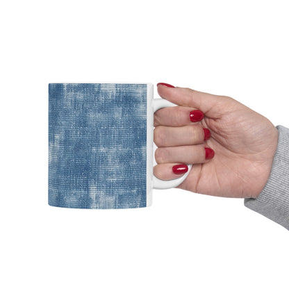 Faded Blue Washed-Out: Denim-Inspired, Style Fabric - Ceramic Mug 11oz