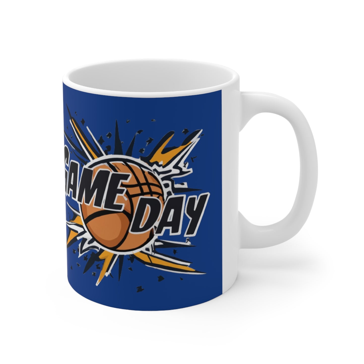 Game Day Slam Dunk Energy - Gráfico dinámico de explosión de baloncesto - Taza de cerámica 11oz