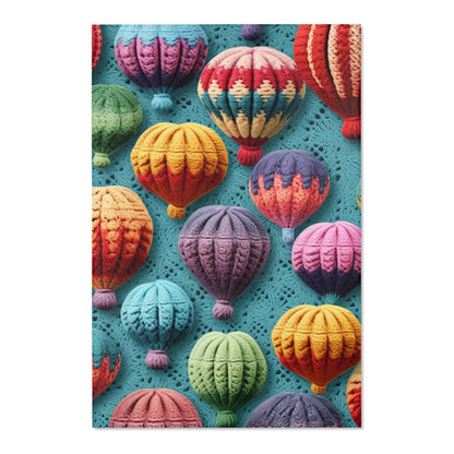 Crochet Hot Air Balloons Sky Travel Transport Scenic Style - Area Rugs