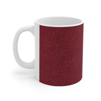 Seamless Texture - Maroon/Burgundy Denim-Inspired Fabric - Ceramic Mug 11oz