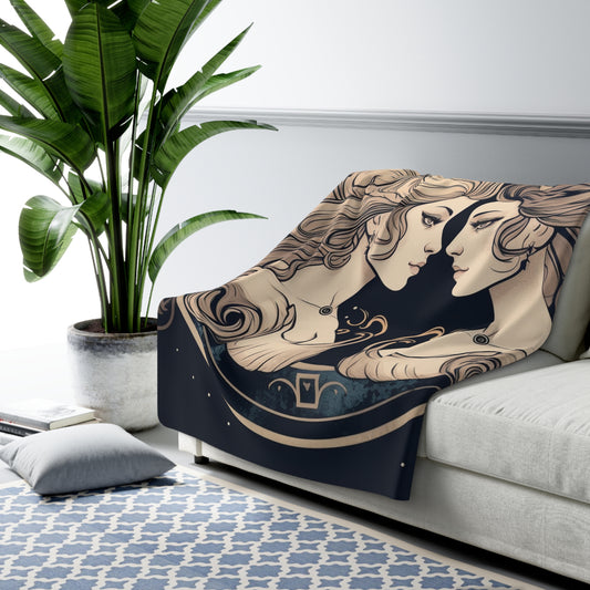 Duality of Gemini - Expressive Twins Zodiac Astrology - Sherpa Fleece Blanket