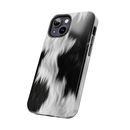 Cowhide on Hair Leather - Black and White - Designer Style - Tough Phone Cases