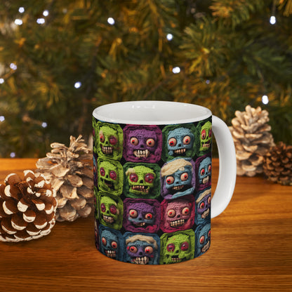 Zombie Crochet Halloween Spooky Holiday Festive Horror Living Dead - Taza de cerámica 11oz 