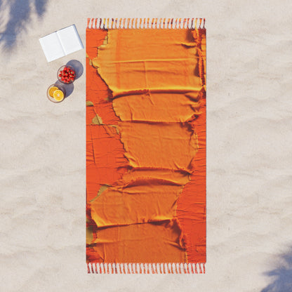 Fiery Citrus Orange: Edgy Distressed, Denim-Inspired Fabric - Boho Beach Cloth