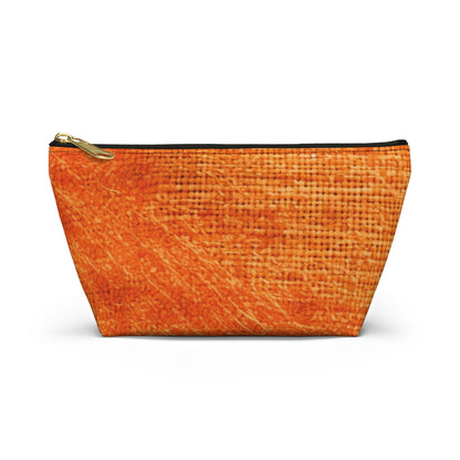 Naranja quemado/óxido: tela de color otoñal inspirada en la mezclilla - Bolsa para accesorios con parte inferior en forma de T 