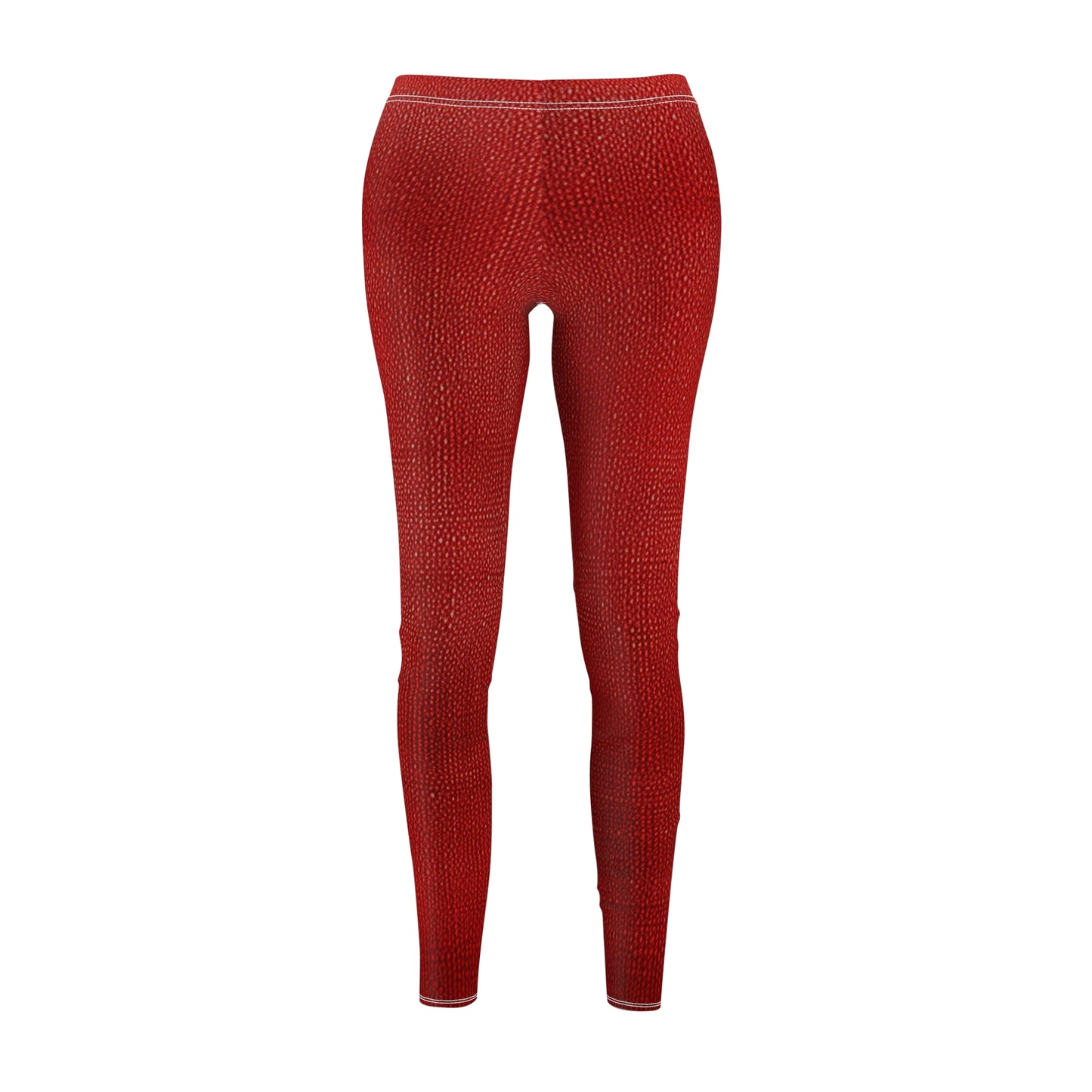 Juicy Red Berry Blast: Denim Fabric Inspired Design - Women's Cut & Sew Casual Leggings (AOP)