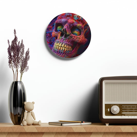 Crochet Skeleton Skull Halloween Horror Scary Style - Acrylic Wall Clock