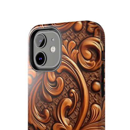 Leather Flower Cognac Classic Brown Timeless American Cowboy Design - Tough Phone Cases