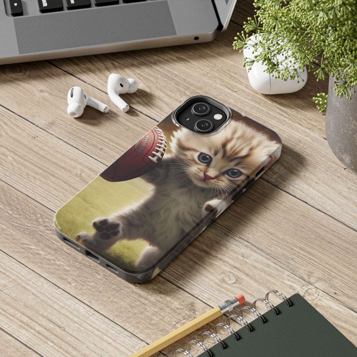 Football Kitty Fantasy: Feline Cat American Sport Quarterback - Tough Phone Cases