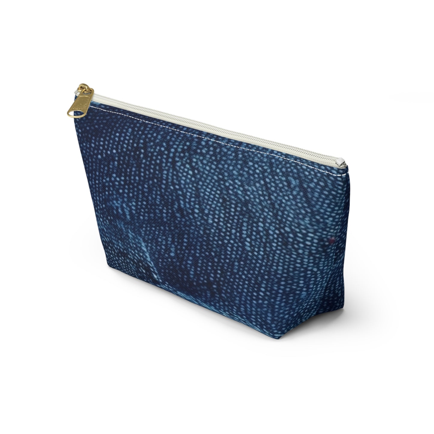 Dark Blue: Distressed Denim-Inspired Fabric Design - Accessory Pouch w T-bottom