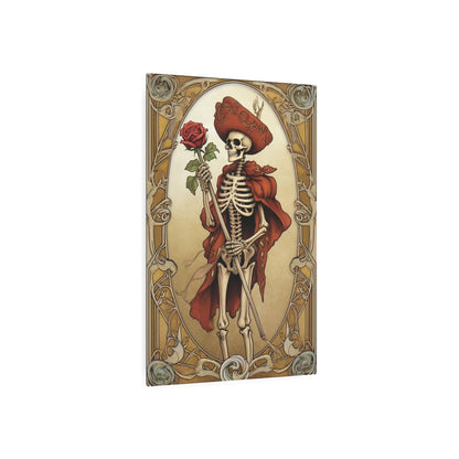 Death Card Tarot - Skeleton, Rose, and Transformation Journey - Metal Art Sign