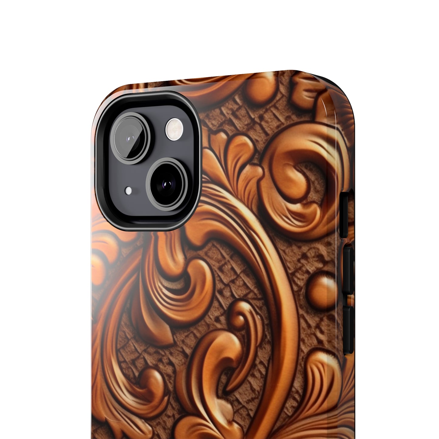 Leather Flower Cognac Classic Brown Timeless American Cowboy Design - Tough Phone Cases