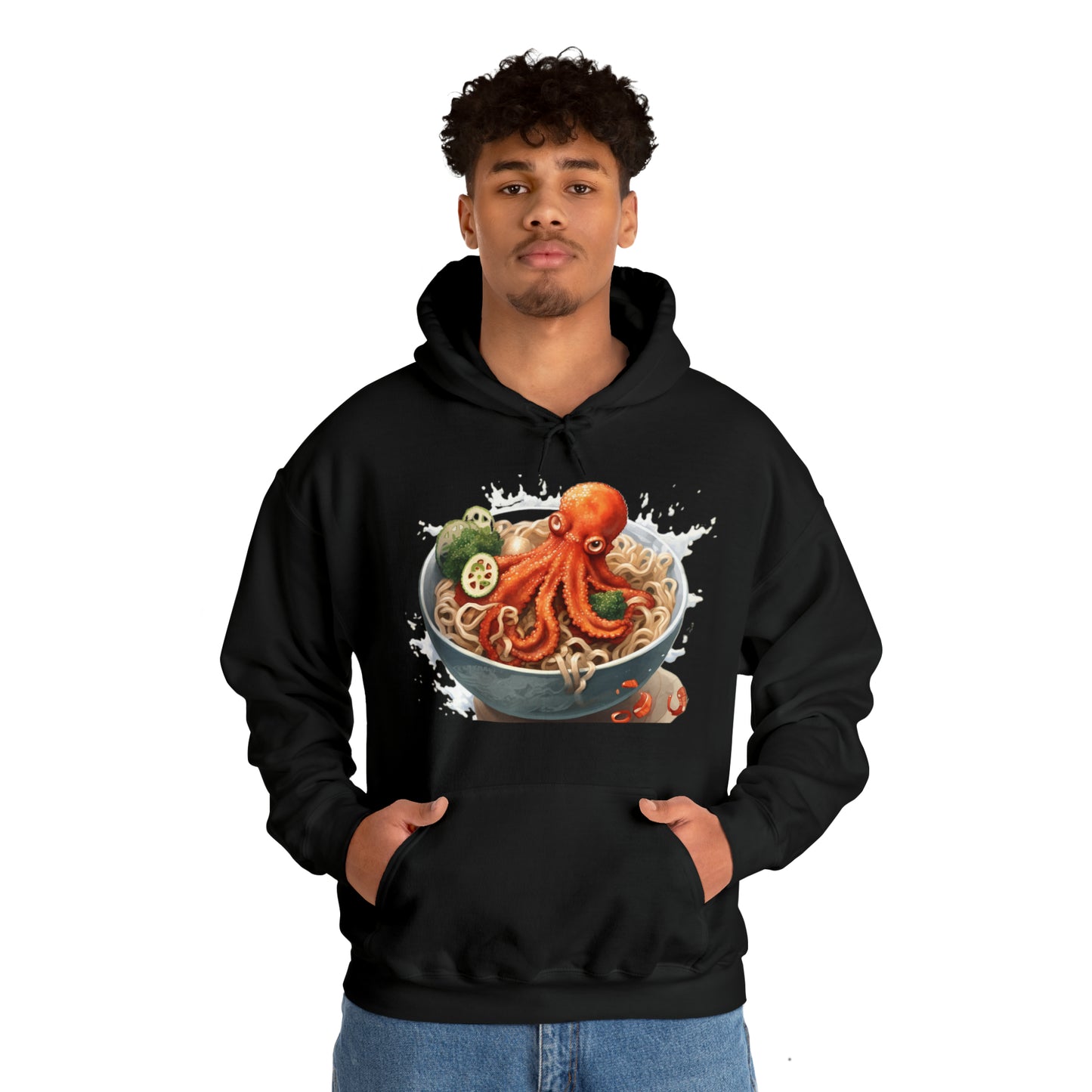 Ramen Octopus Bowl Anime Japanese Traditional Style - Unisex Heavy Blend™ Hooded Sweatshirt