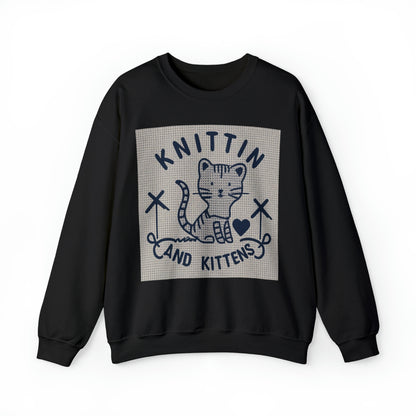 Knittin with Kittens: La alegría de tejer de los amantes de los gatos - Sudadera unisex con cuello redondo Heavy Blend™