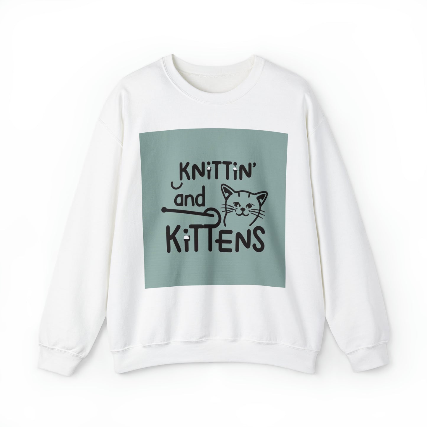 Knitting Whiskers: Kittin Purr-fect con diseño de gatitos - Sudadera unisex con cuello redondo Heavy Blend™