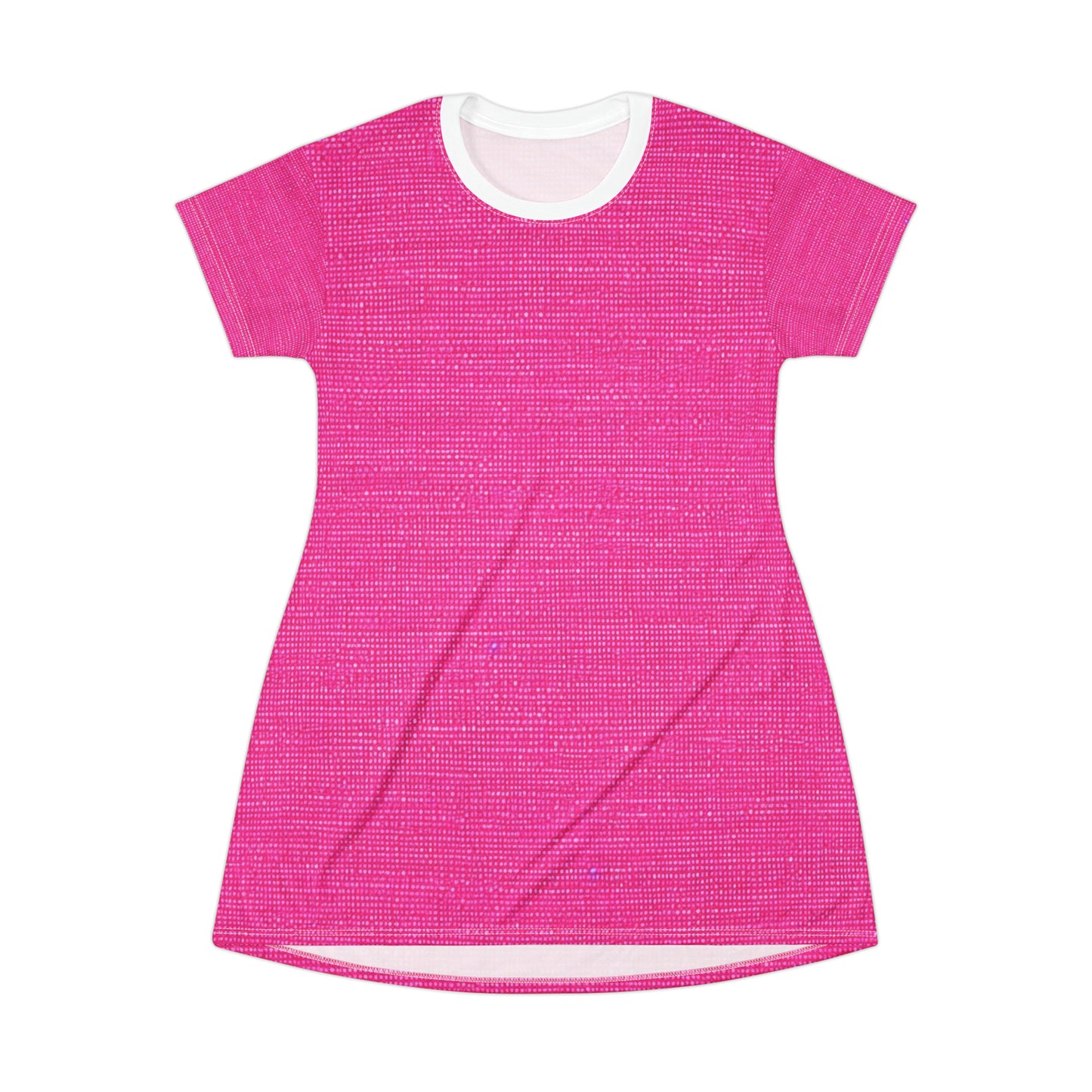 Hot Neon Pink Doll Like: Denim-Inspired, Bold & Bright Fabric - T-Shirt Dress (AOP)