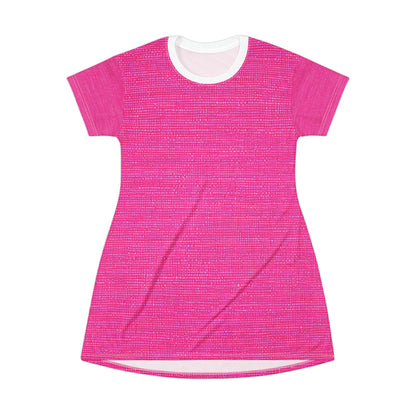 Hot Neon Pink Doll Like: Denim-Inspired, Bold & Bright Fabric - T-Shirt Dress (AOP)