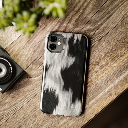 Cowhide on Hair Leather - Black and White - Designer Style - Tough Phone Cases