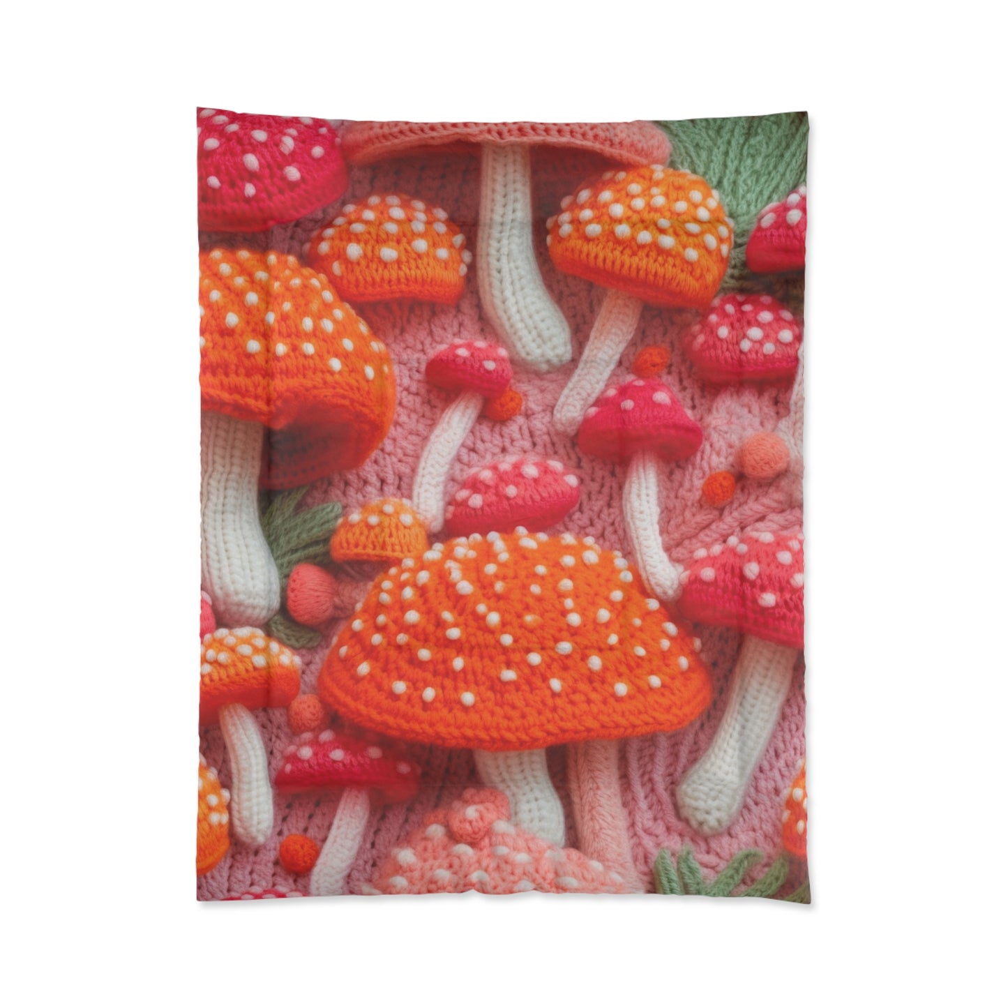 Mushroom Crochet, Enchanted Forest Design, Earthy Fungi. Mystical Magic Woodland, Immerse in Nature - Bed Comforter