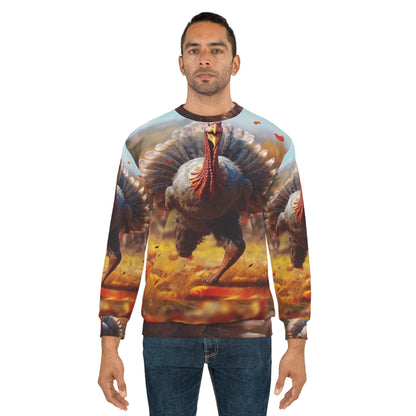 Thanksgiving Trot Turkey Run Athlete Sprint Racer Holiday Feast Dinner - Unisex Sweatshirt (AOP)