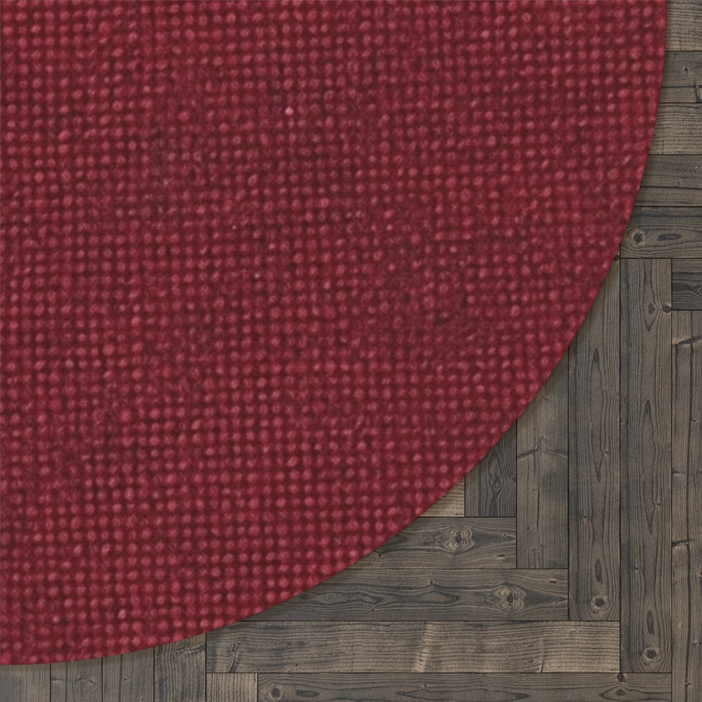 Seamless Texture - Maroon/Burgundy Denim-Inspired Fabric - Round Rug