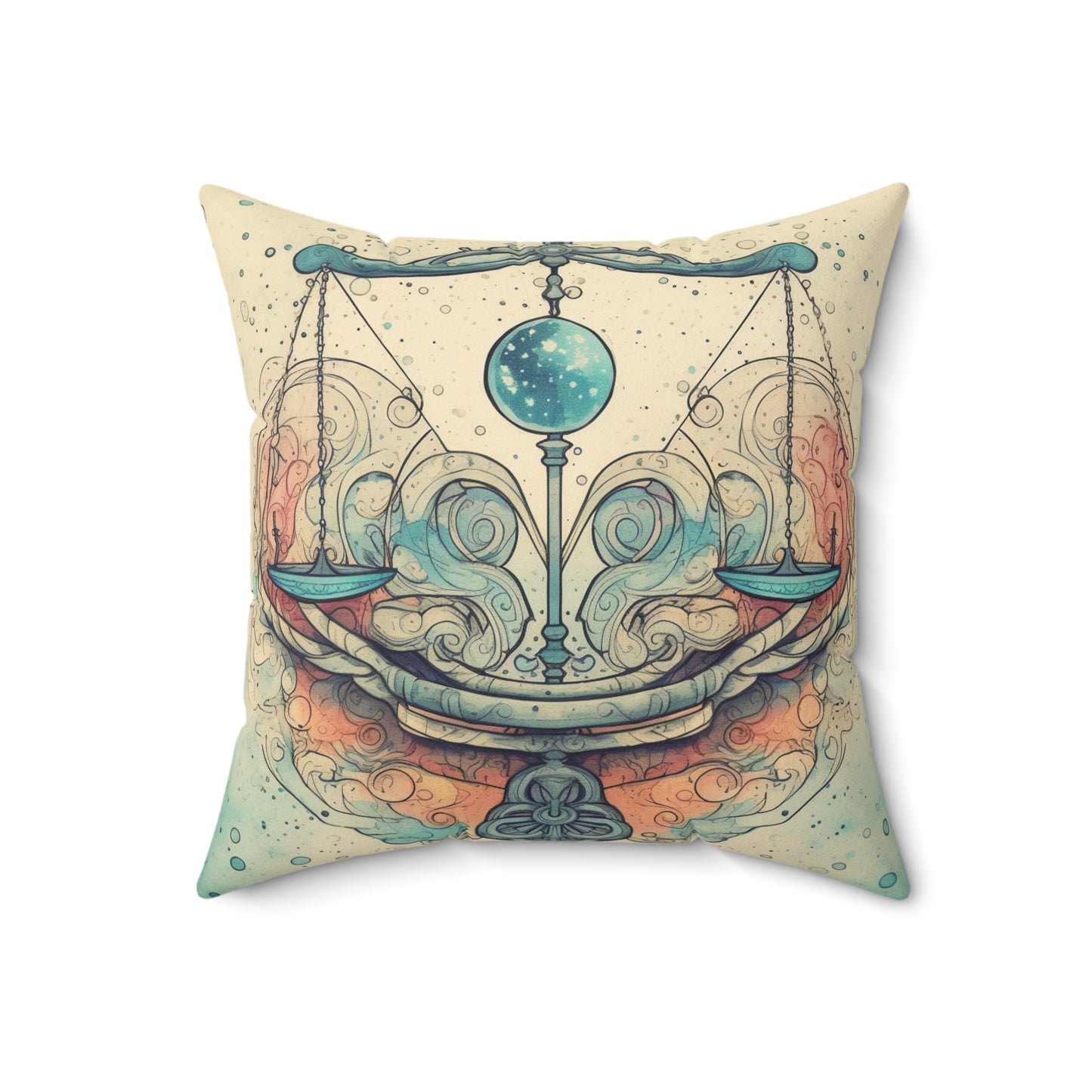 Libra Zodiac - Astrology Sign Street Art Equilibrium in Pastels - Spun Polyester Square Pillow