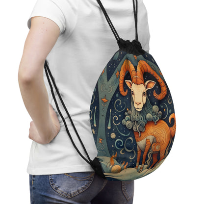 Capricorn Zodiac Children's Book Style Humorous Design - Drawstring Bag