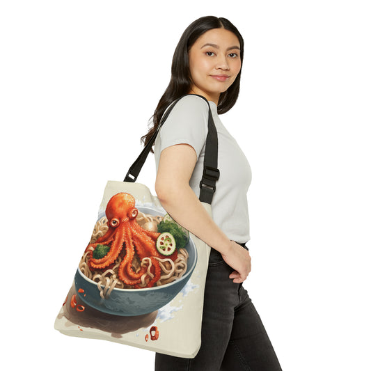 Ramen Octopus Bowl Anime Japanese Traditional Style - Adjustable Tote Bag (AOP)