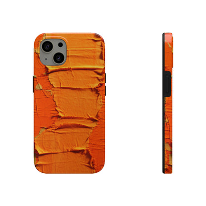 Fiery Citrus Orange: Edgy Distressed, Denim-Inspired Fabric - Tough Phone Cases