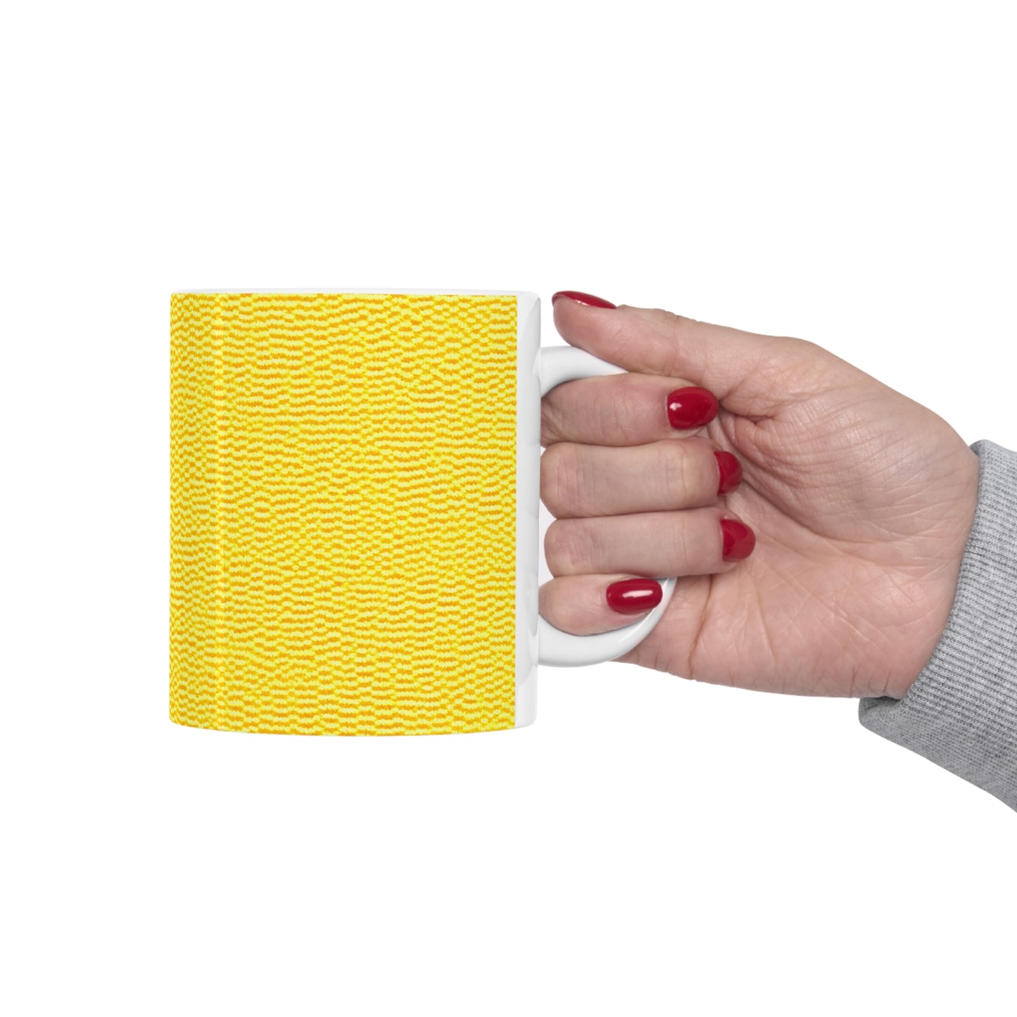 Sunshine Yellow Lemon: Tela alegre e inspirada en la mezclilla - Taza de cerámica de 11 oz