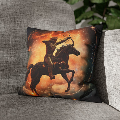 Sagittarius Constellation Totem - Archer in Action Zodiac Symbol - Spun Polyester Square Pillow Case