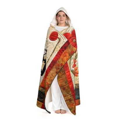 Sewing Machine Quilt: A Crafted Design Homage to Stitching - Hooded Sherpa Fleece Blanket