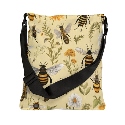 Whimsical Bees & Honeycombs Nature-Friendly Pattern Design Adjustable Tote Bag (AOP)