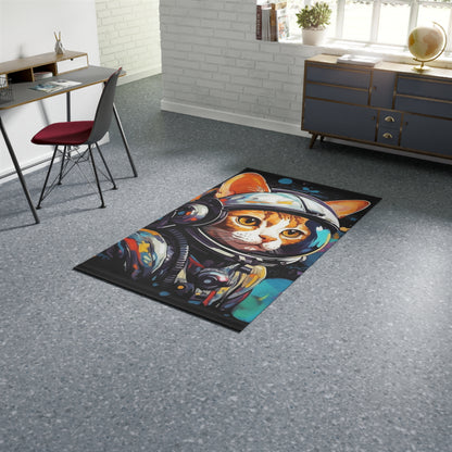 Astro Cat Adventure Feline - Pop Art, Floating in Cosmic Space - Dobby Rug