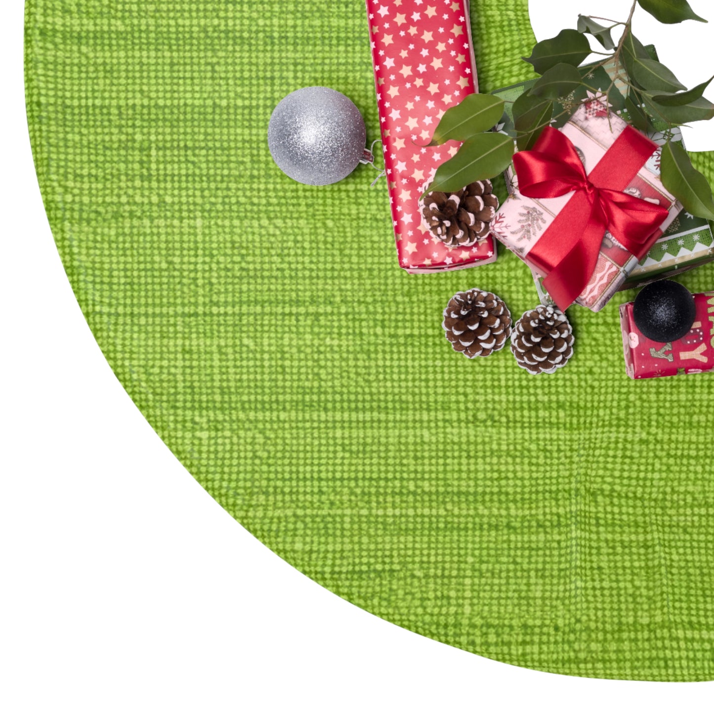 Lush Grass Neon Green: Denim-Inspired, Springtime Fabric Style - Christmas Tree Skirts