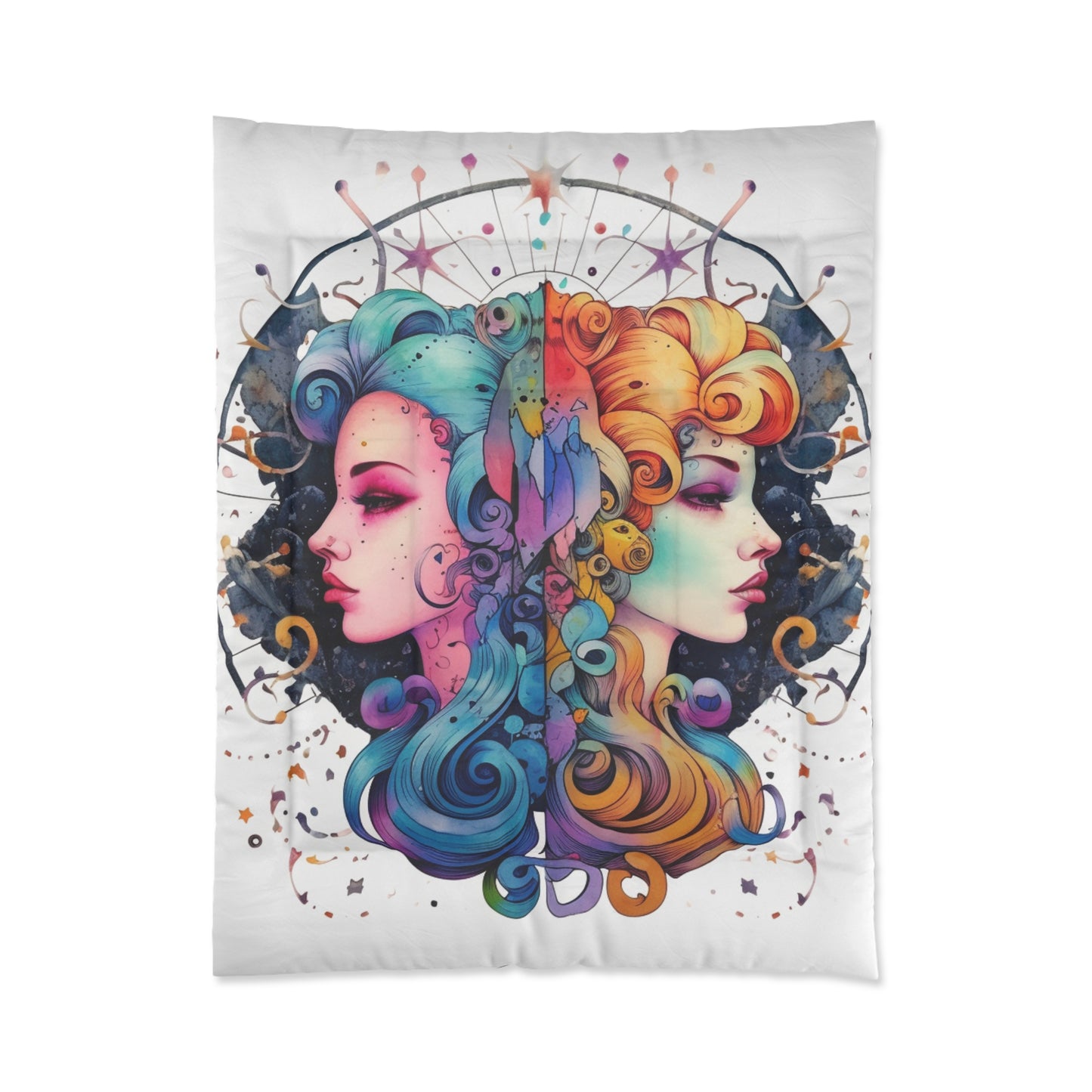 Graffiti Gemini Zodiac Sign - Astrology, Twins Symbol - Comforter