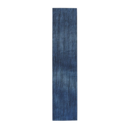 Indigo Splash: Washed Denim Reverie in Deep Blue - Table Runner (Cotton, Poly)