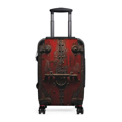 Crimson Ironwork Door, Textured Rustic Metal with Classic Bolt Lock, Historical - Suitcase