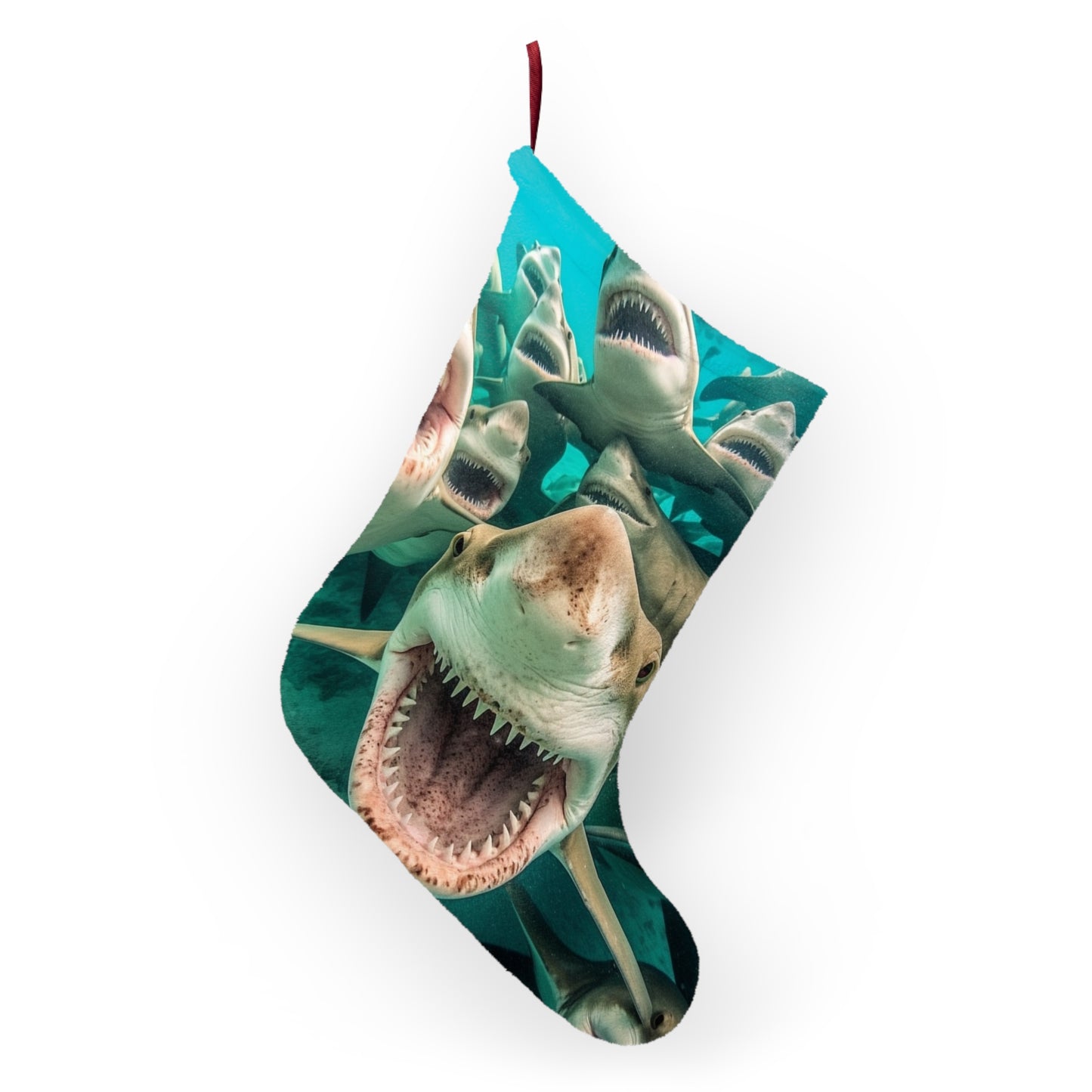 Laughing Lemon Sharks: Joyful Sea Jaws Ocean Deep - Christmas Stockings