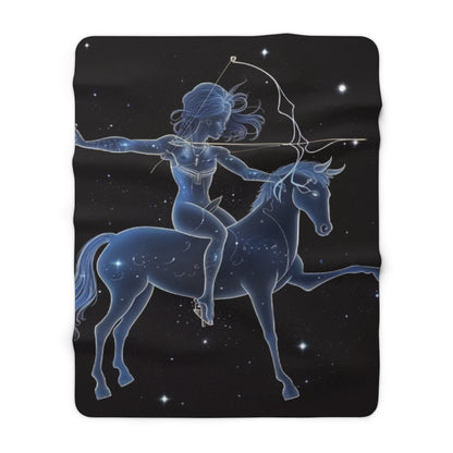 Sagittarius Zodiac in Starlit Universe - Fluorescent Colors - Sherpa Fleece Blanket