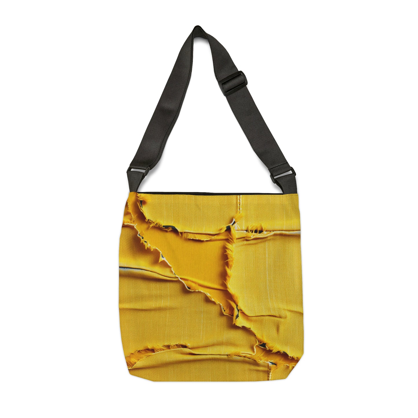 Banana Yellow Lemon: Bold Distressed, Denim-Inspired Fabric - Adjustable Tote Bag (AOP)