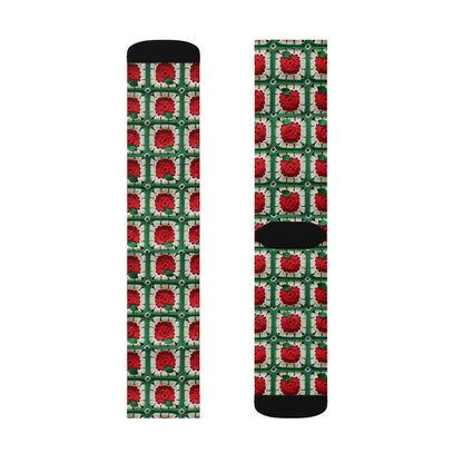 Apple Granny Square Crochet Pattern: Wild Fruit Tree, Delicious Red Design - Sublimation Socks